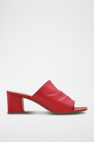 Sandali con tacco in pelle nappa - Rosso
