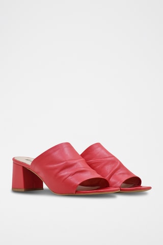 Sandali con tacco in pelle nappa - Rosso