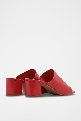 Sandali con tacco in pelle nappa - Rosso