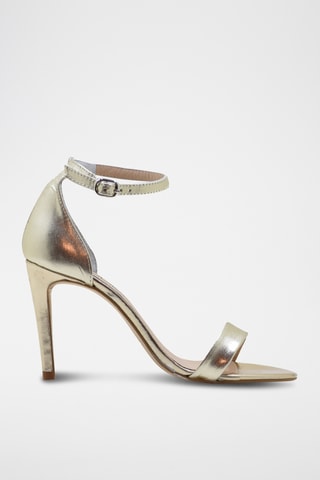 Sandali con tacco in pelle nappa - Dorato