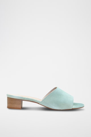 Sandali con tacco in pelle scamosciata - Celeste