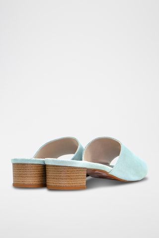 Sandali con tacco in pelle scamosciata - Celeste