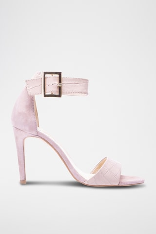 Sandali con tacco in pelle - Beige