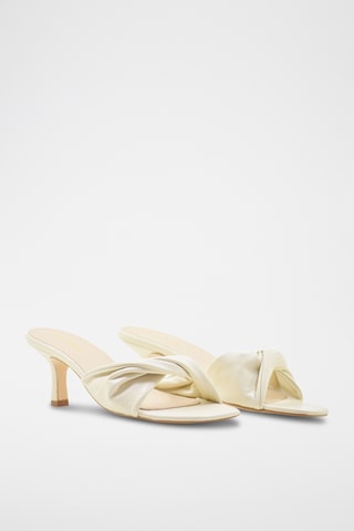 Sandali con tacco in pelle - Beige