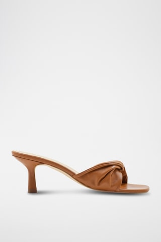 Sandali con tacco in pelle - Marrone