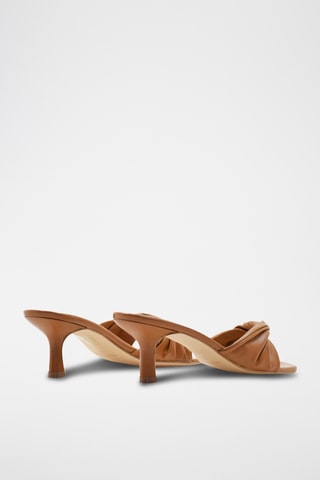 Sandali con tacco in pelle - Marrone