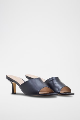 Sandali con tacco in pelle nappa - Navy