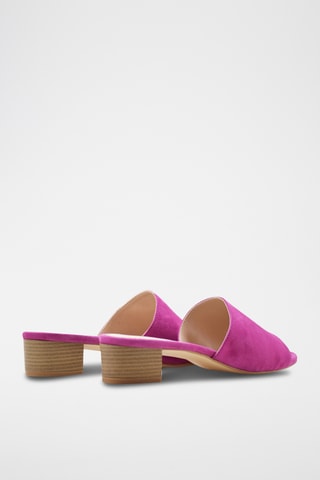 Sandali con tacco in pelle scamosciata - Fucsia