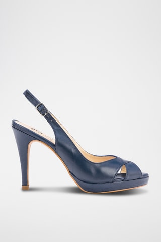 Sandali con tacco in pelle nappa - Navy