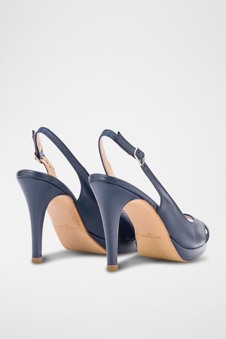 Sandali con tacco in pelle nappa - Navy