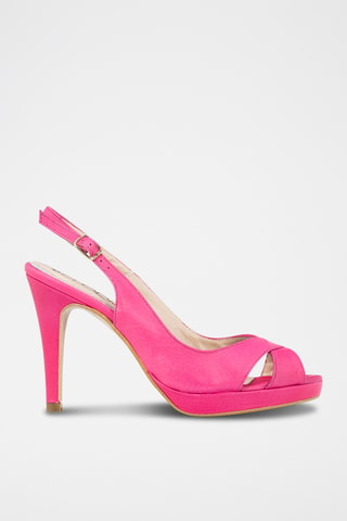 Sandali con tacco in pelle nappa - Rosa