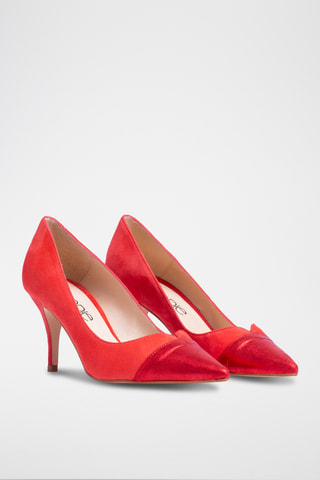 Décolleté in pelle scamosciata - Rosso