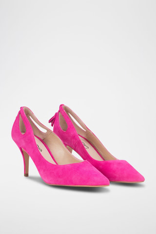 Décolleté in pelle scamosciata - Fucsia