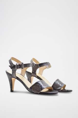 Sandali con tacco in pelle - Nero