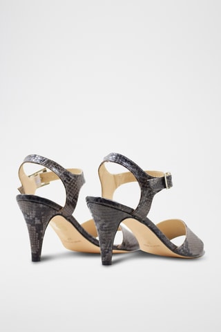 Sandali con tacco in pelle - Nero
