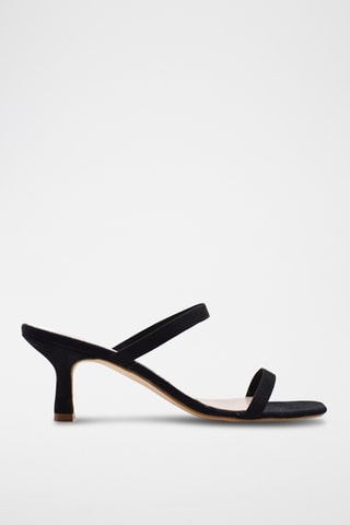 Sandali con tacco in pelle scamosciata - Nero