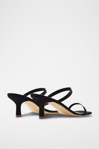 Sandali con tacco in pelle scamosciata - Nero