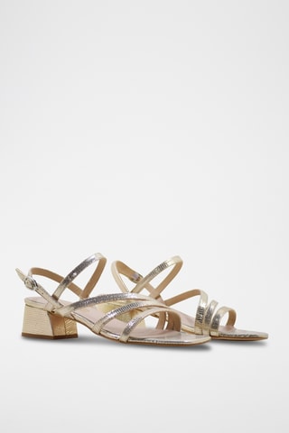 Sandali con tacco in pelle - Dorato