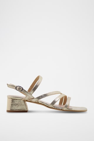 Sandali con tacco in pelle - Dorato