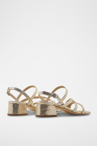 Sandali con tacco in pelle - Dorato
