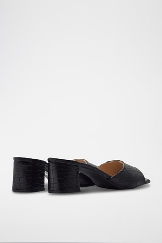 Sandali con tacco in pelle - Nero