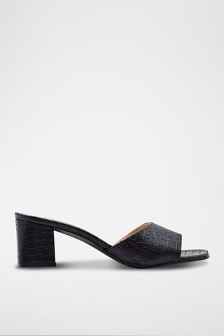 Sandali con tacco in pelle - Nero