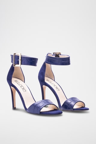 Sandali con tacco in pelle - Blu