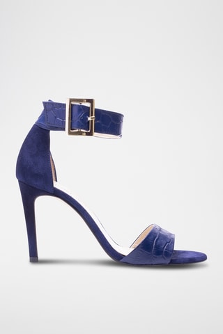 Sandali con tacco in pelle - Blu