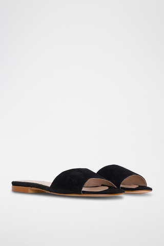 Ciabatte in pelle scamosciata - Nero