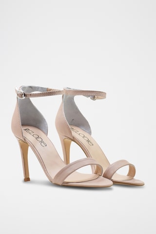 Sandali con tacco in pelle nappa - Beige