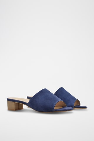 Sandali con tacco in pelle scamosciata - Navy