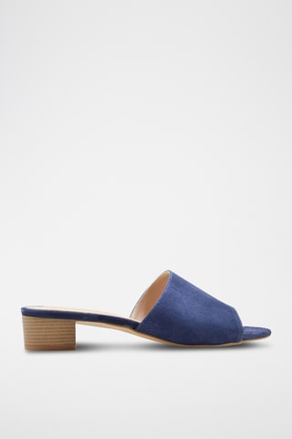 Sandali con tacco in pelle scamosciata - Navy