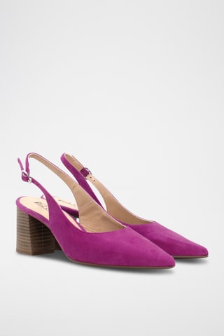 Décolleté in pelle scamosciata - Fucsia