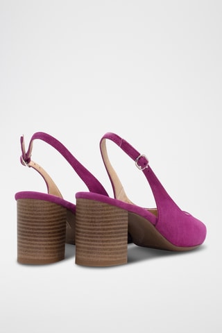 Décolleté in pelle scamosciata - Fucsia