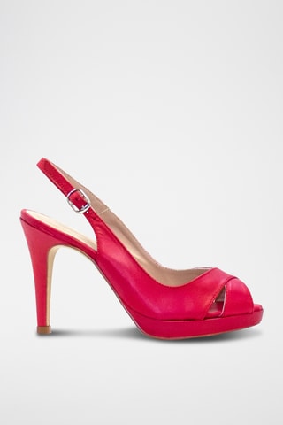 Sandali con tacco in pelle nappa - Rosso