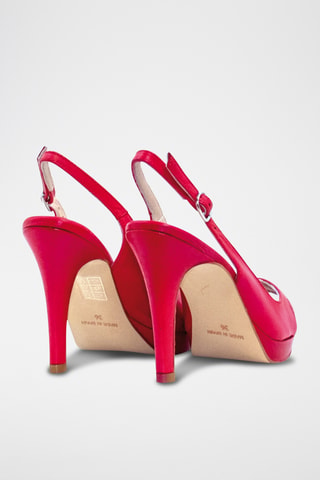 Sandali con tacco in pelle nappa - Rosso