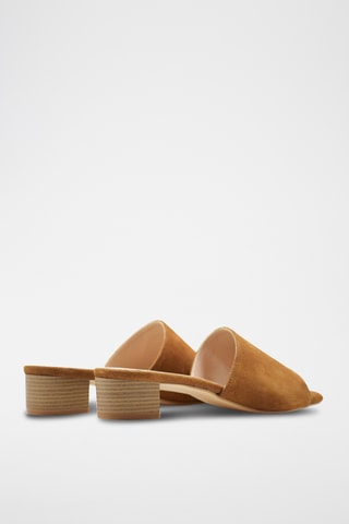 Sandali con tacco in pelle scamosciata - Marrone
