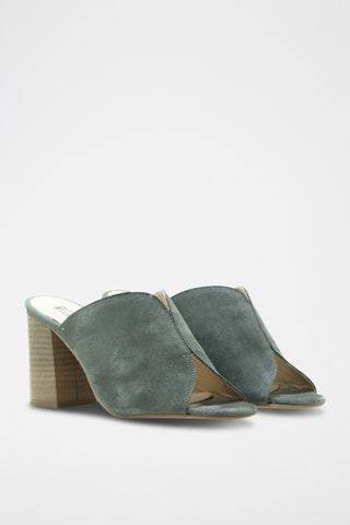 Sandali con tacco in pelle scamosciata - Grigio