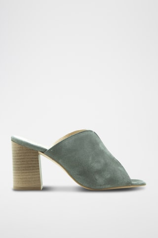 Sandali con tacco in pelle scamosciata - Grigio