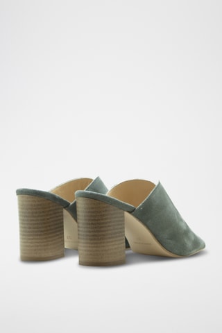 Sandali con tacco in pelle scamosciata - Grigio