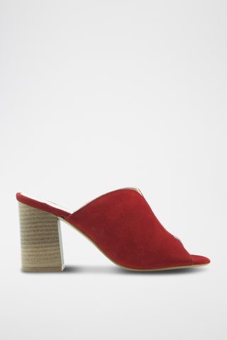 Sandali con tacco in pelle scamosciata - Rosso