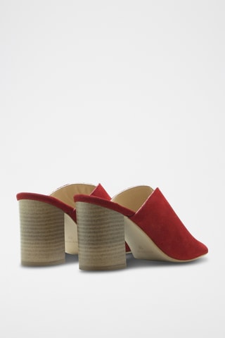Sandali con tacco in pelle scamosciata - Rosso