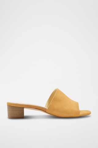 Sandali con tacco in pelle scamosciata - Cammello