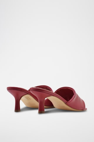 Sandali con tacco in pelle - Rosso