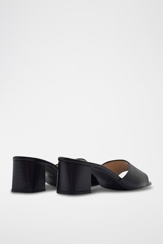 Sandali con tacco in pelle nappa - Nero