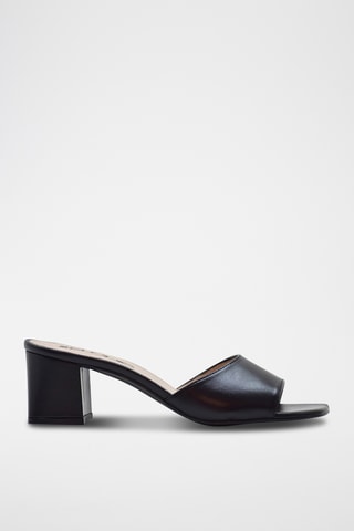 Sandali con tacco in pelle nappa - Nero