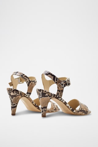 Sandali con tacco in pelle - Nero, beige e marrone