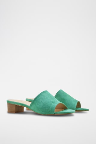 Sandali con tacco in pelle scamosciata - Verde