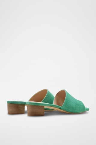 Sandali con tacco in pelle scamosciata - Verde