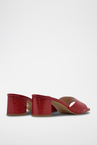 Sandali con tacco in pelle - Rosso
